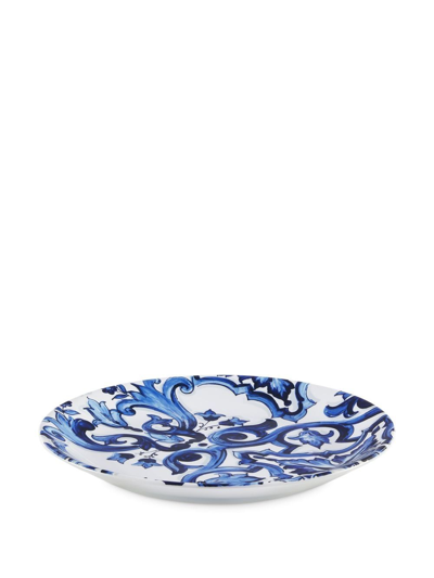 Shop Dolce & Gabbana Mediterranean-pattern Porcelain Platter In Blue