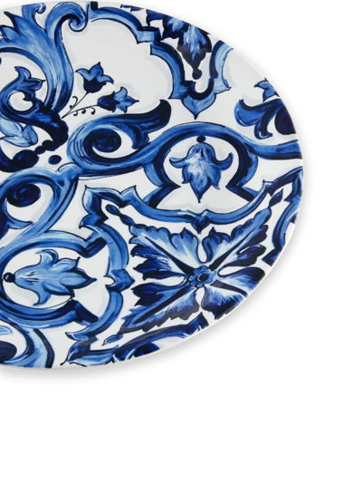 Shop Dolce & Gabbana Mediterranean-pattern Porcelain Platter In Blue