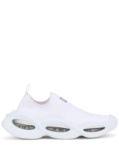 Dolce & Gabbana Wave Logo-detail Slip-on Sneakers In White