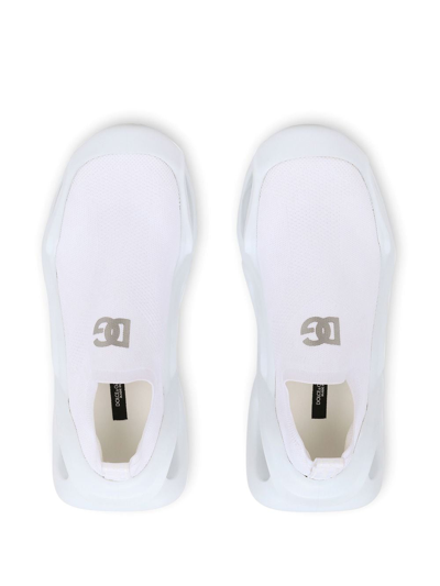 Dolce & Gabbana Wave Logo-detail Slip-on Sneakers In White