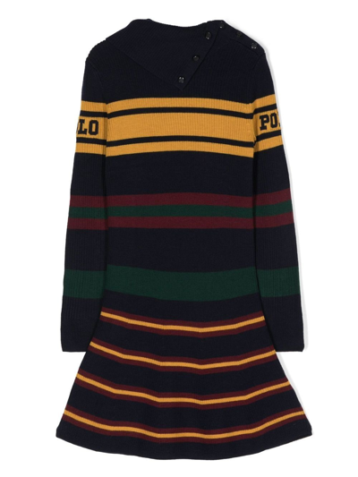 Shop Ralph Lauren Striped Woollen Dress In Multi