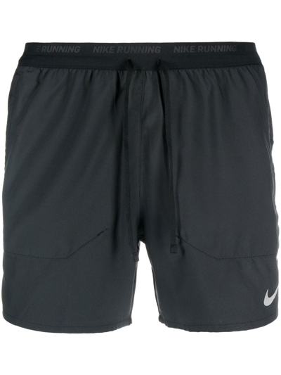 Shop Nike Swoosh-print Running Shorts In Black