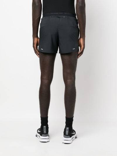 Shop Nike Swoosh-print Running Shorts In Black