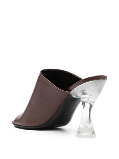Shop By Far Luz Sequoia Leather Mules In Brown