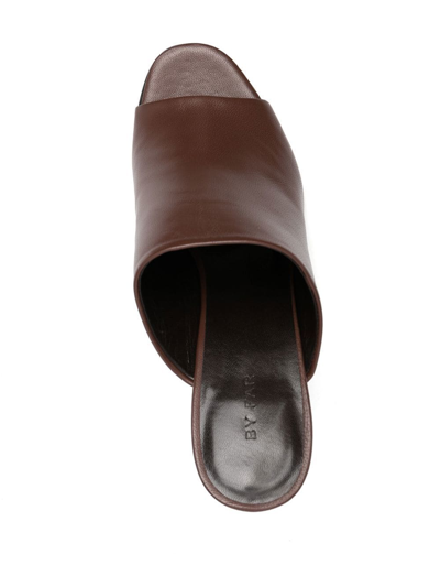 Shop By Far Luz Sequoia Leather Mules In Brown