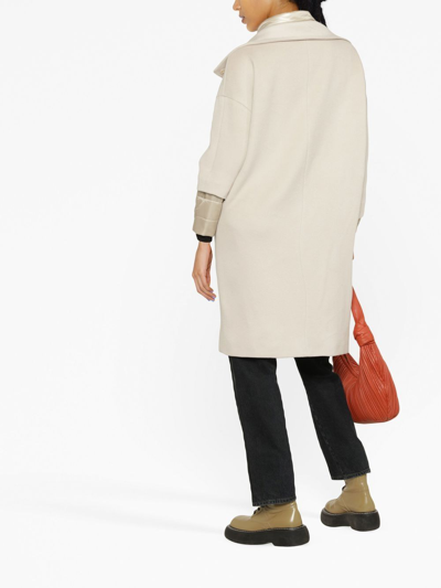 Shop Herno Funnel Neck Single-breasted Coat In Neutrals