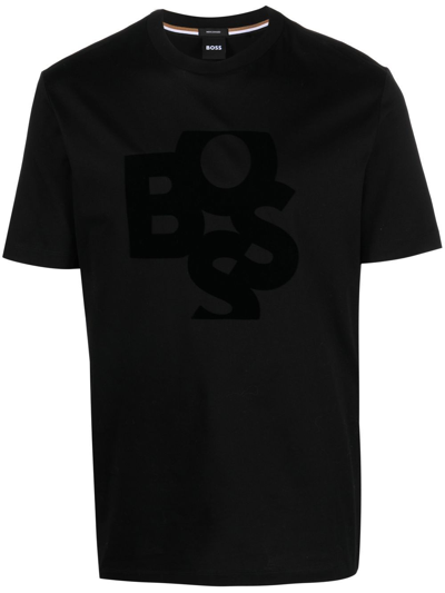 Hugo Boss Logo-print Cotton-jersey T-shirt In Black | ModeSens