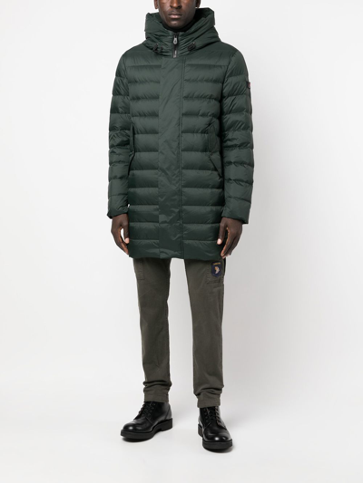 Shop Peuterey Logo-patch Padded Coat In Green