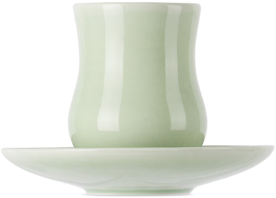 Shop Paula Canovas Del Vas Green Tea Cup & Saucer Set In Mint