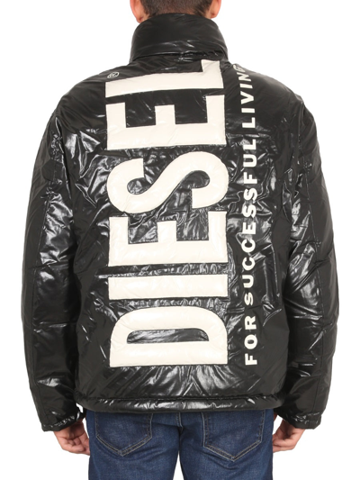 Shop Diesel Reversible Padded Jacket In Black