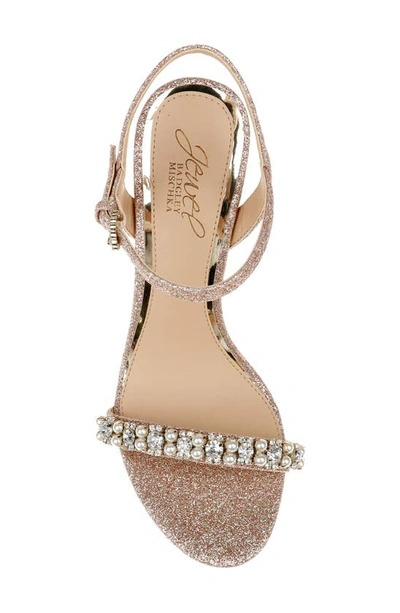 Shop Jewel Badgley Mischka Dee Ankle Strap Sandal In Rose Gold Glitter
