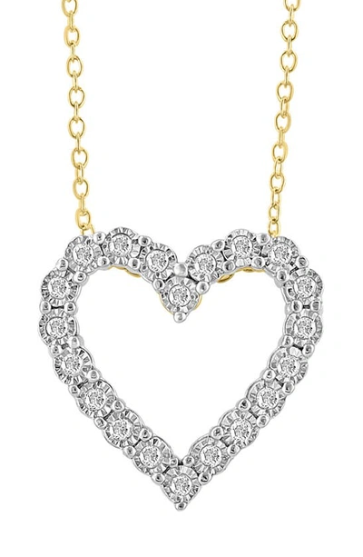 Effy 14k Gold Plated Sterling Silver Diamond Heart Pendant Necklace In White