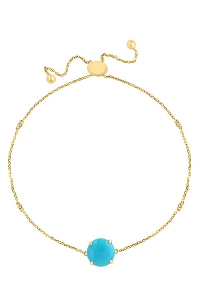 Effy 14k Yellow Gold Diamond Turquoise Bracelet In Blue