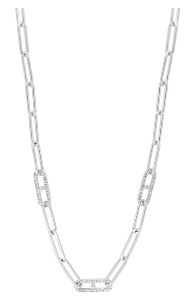 Shop Effy Sterling Silver Diamond Chain Necklace In White
