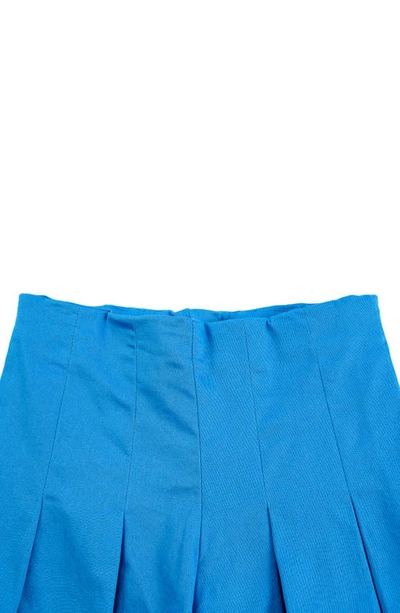 Shop Habitual Girl Kids' Tie Front Smocked Stretch Cotton Shorts Set In Blue