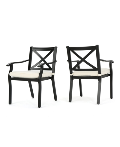 Shop Noble House Exuma Outdoor Cast Dining Chairs With Cushions, Set Of 2