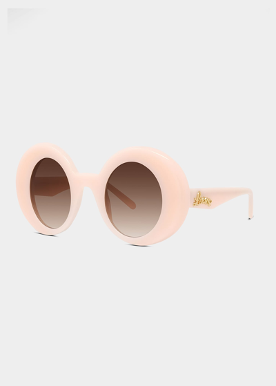 Shop Loewe Gradient Logo Round Acetate Sunglasses In Shiny Pink