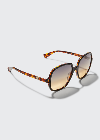 Shop Max Mara Emme Round Acetate Sunglasses In Brown