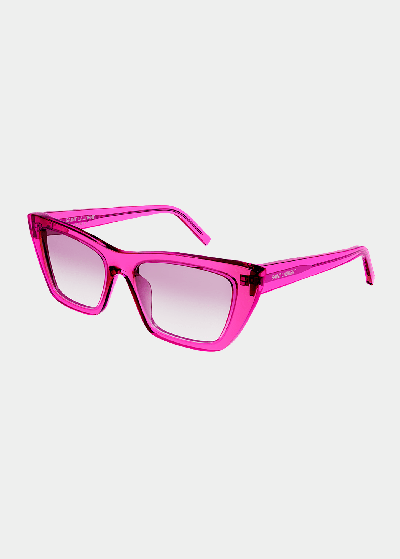 Shop Saint Laurent Cat-eye Acetate Sunglasses In Shiny Transparent