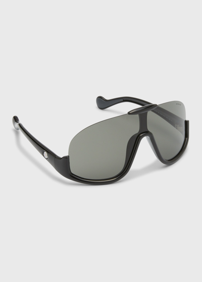 Moncler Semi-rimmed Injection Plastic Shield Sunglasses In Black Multi
