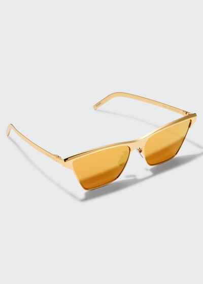 Shop Givenchy Men's Metal Engraved Logo Rectangle Sunglasses In Gold/brown
