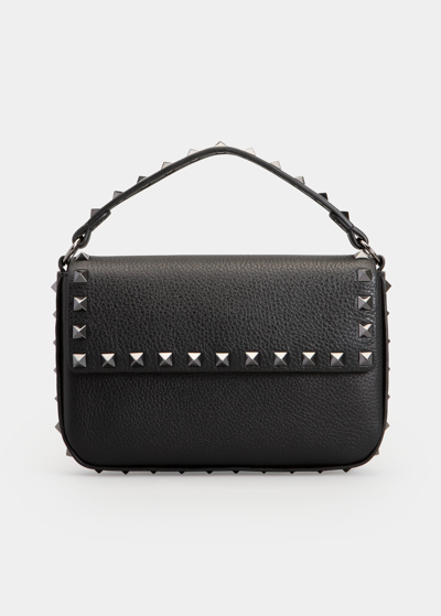 Shop Valentino Rockstud Flap Pouch Top-handle Bag In Nero