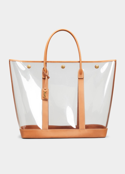 Shop Saint Laurent Cabas Ysl Vinyl Tote Bag In Transparent