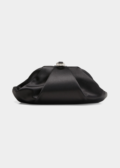 Shop Judith Leiber Gemma Crystal Satin Clutch Bag In Silver/black