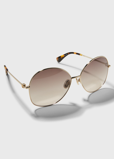 Shop Max Mara Jewel Round Metal Sunglasses In Brown
