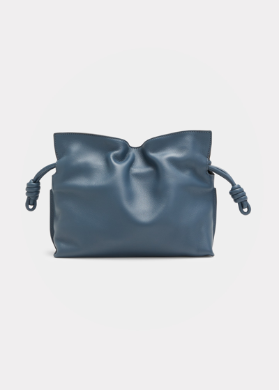Shop Loewe Flamenco Mini Napa Drawstring Clutch Bag In Onyx Blue