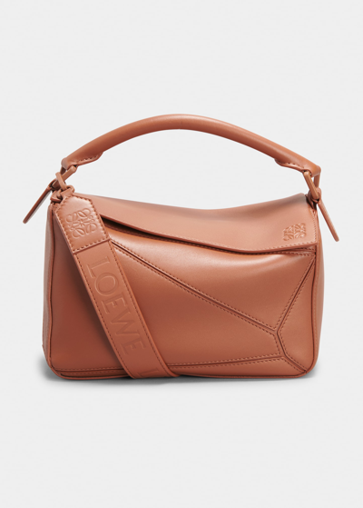 Shop Loewe Puzzle Small Leather Top-handle Bag In Pecan