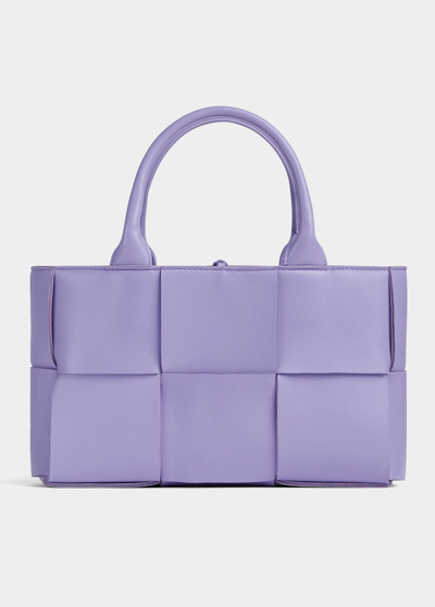 Shop Bottega Veneta Arco Mini Intrecciato Napa Top-handle Bag In Wisteria/silver