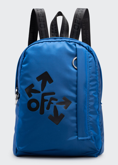 Shop Off-white Boy's Rounded Logo Mini Backpack In Blue/black