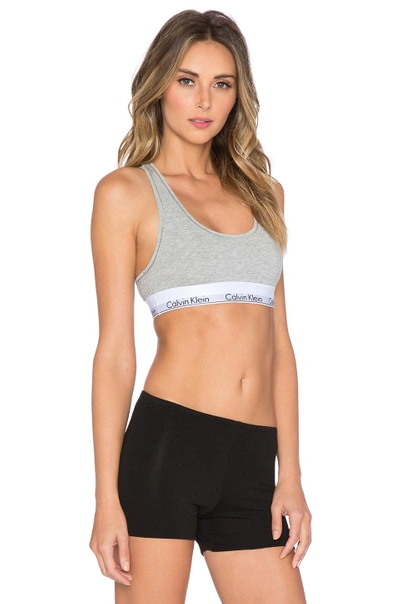 Calvin Klein Underwear Modern Cotton Ribbed Stretch Modal-blend Soft-cup Bra In Grey Heather