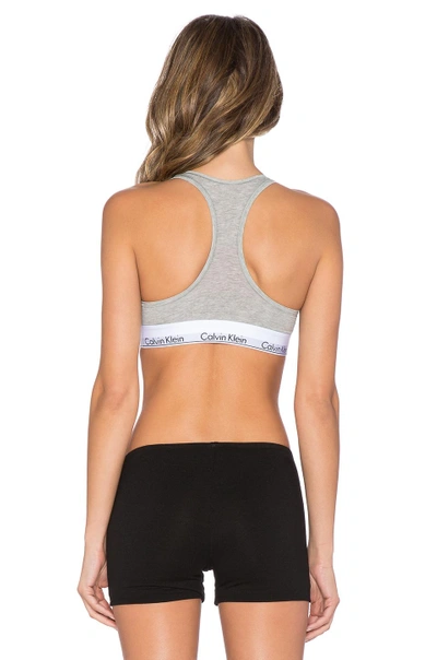 Calvin Klein Underwear Modern Cotton Ribbed Stretch Modal-blend Soft-cup Bra In Grey Heather