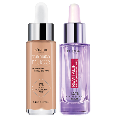 L'oréal Paris L'oreal Paris Hyaluronic Acid Revitalift Filler Serum And True Match Tinted Serum Duo (various Shade In 7-8 Tan Deep