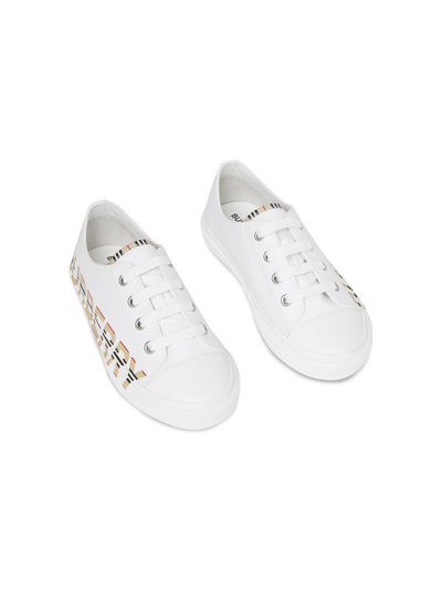 Shop Burberry Icon Stripe Logo Low-top Sneakers In White