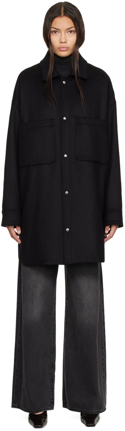 Shop Maison Kitsuné Black Overshirt Coat In P198 Black