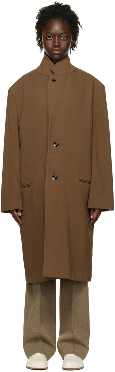 Shop Lemaire Brown Chesterfield Coat In Br451 Hazelnut Brown