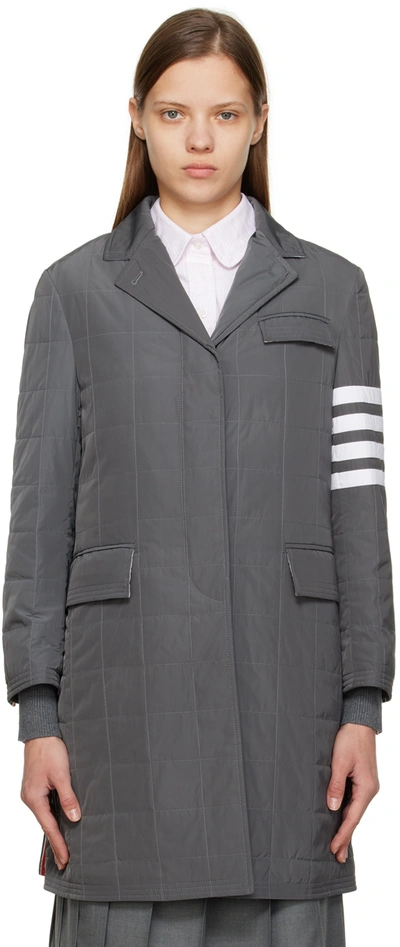 Shop Thom Browne Grey Chesterfield Down Coat In 035 Mid Grey