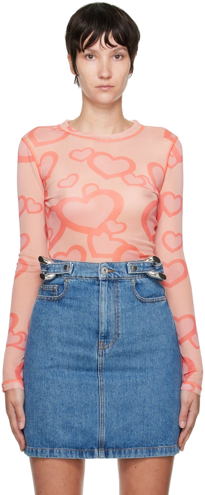 Shop Jw Anderson Pink Graphic Top In 335 Powder Pink