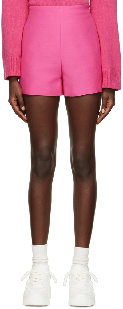 Shop Valentino Pink Concealed Zip Shorts In Uwt Pink Pp