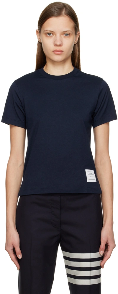 Shop Thom Browne Navy Relaxed T-shirt In 415 Navy