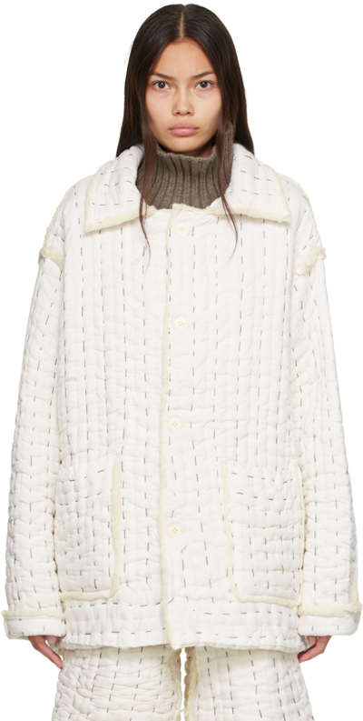 Shop Airei Off-white Kantha Chore Jacket In Natural