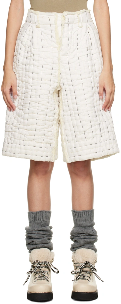 Shop Airei Off-white Kantha Shorts In Natural