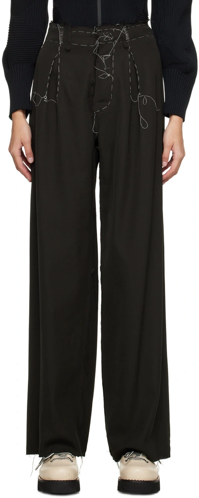 Shop Airei Black Shadow Stitch Trousers In Vintage Black