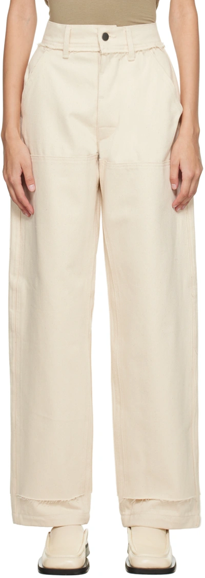 Shop Airei Off-white Double Leg Jeans In Natural