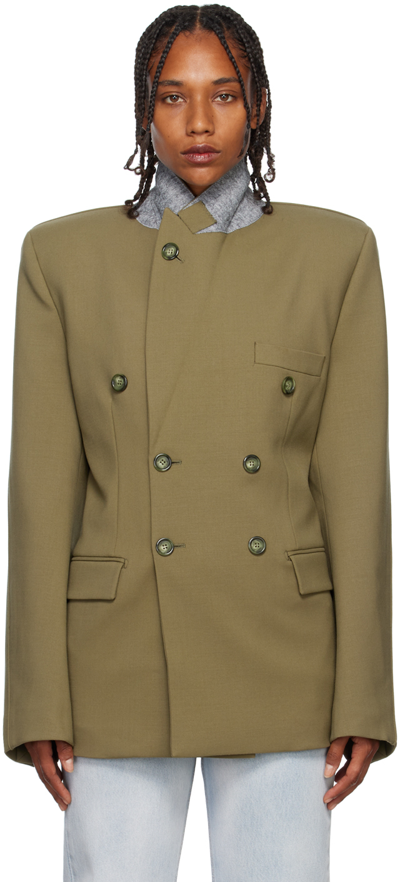 Vtmnts Khaki Double-breasted Blazer In Khaki