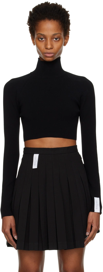 Shop Rokh Black Ribbon Turtleneck In 00black