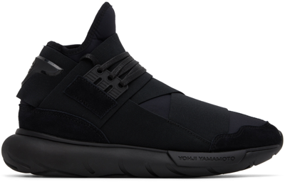 Shop Y-3 Black Qasa High Sneakers In Black/black/black